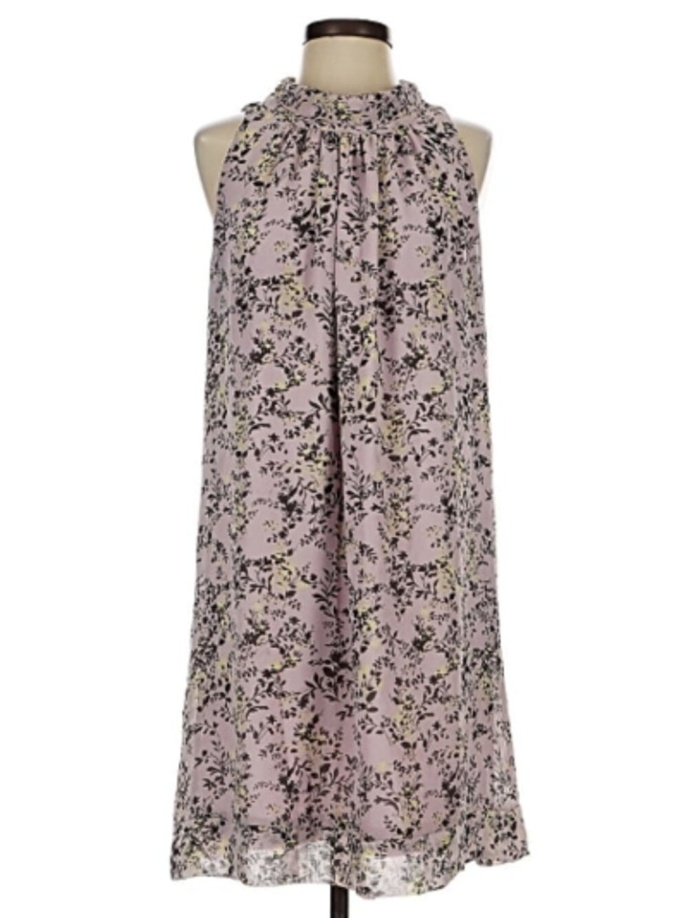 Purple Floral High Neck Dress